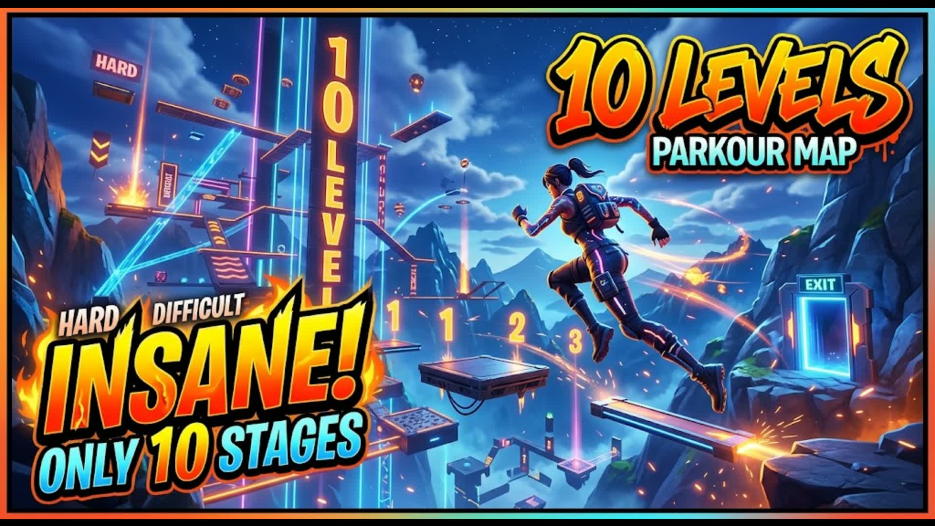 INSANE PARKOUR 10 LEVELS — Fortnite Creative map