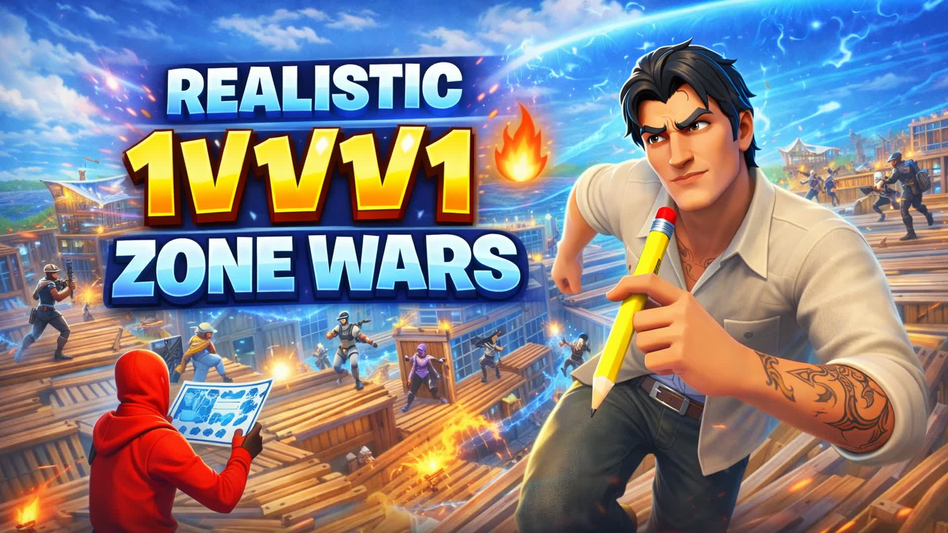 REALISTIC 1V1V1V1 ZONE WARS — Fortnite Creative map