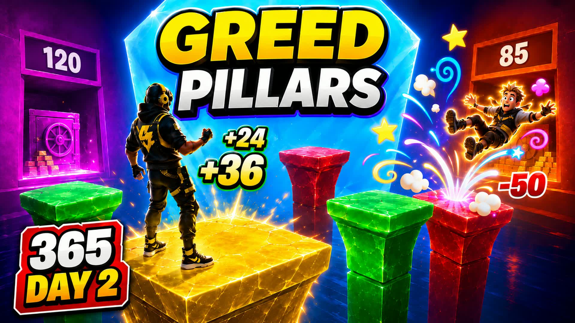 GREED PILLARS: Risk It, Bank It β Fortnite Creative map