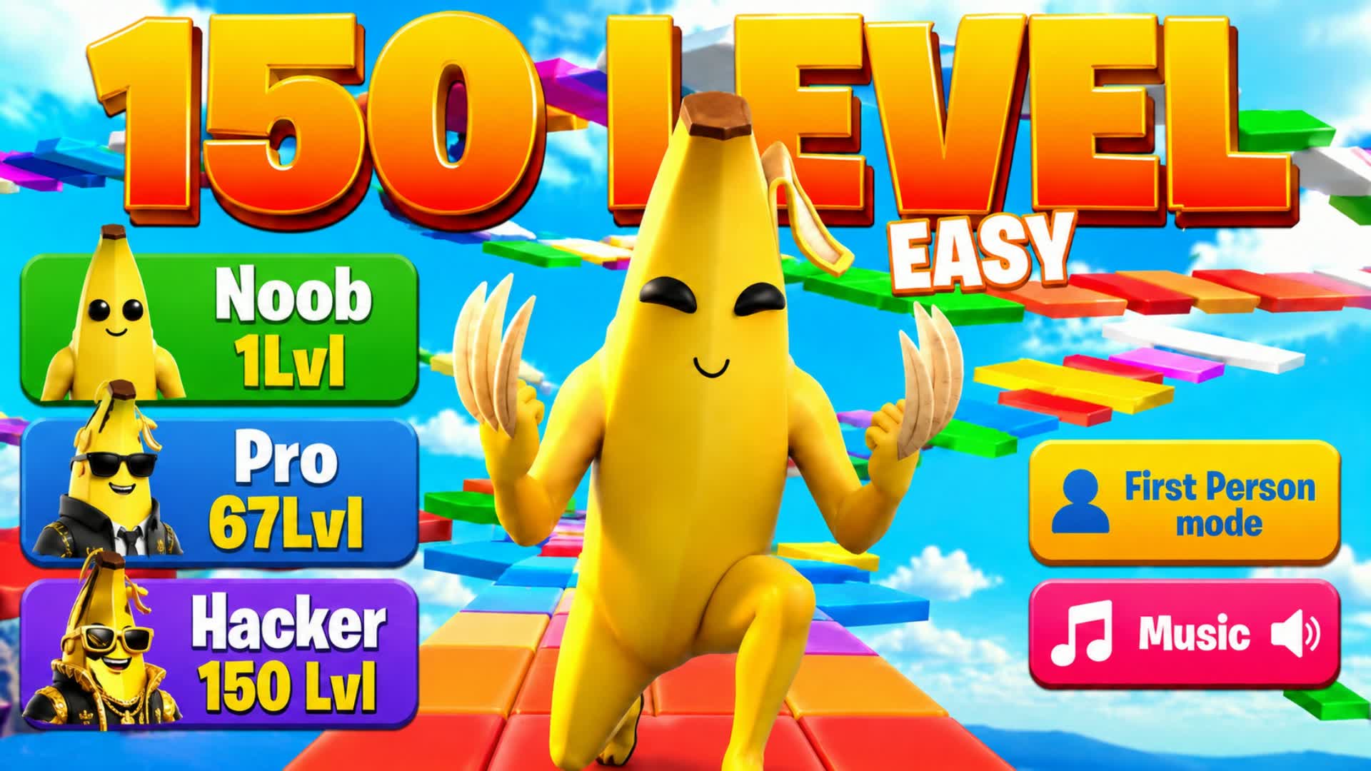 ๐๐150 Easy Lvl Banana Parkour๐๐ โ Fortnite Creative map