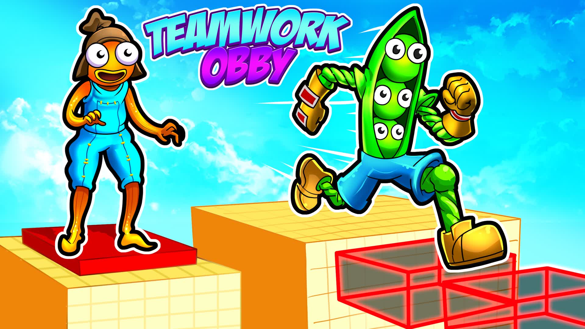 Teamwork Obby Parkour🤝 👥 2 PLAYERS👥 — Fortnite Creative map