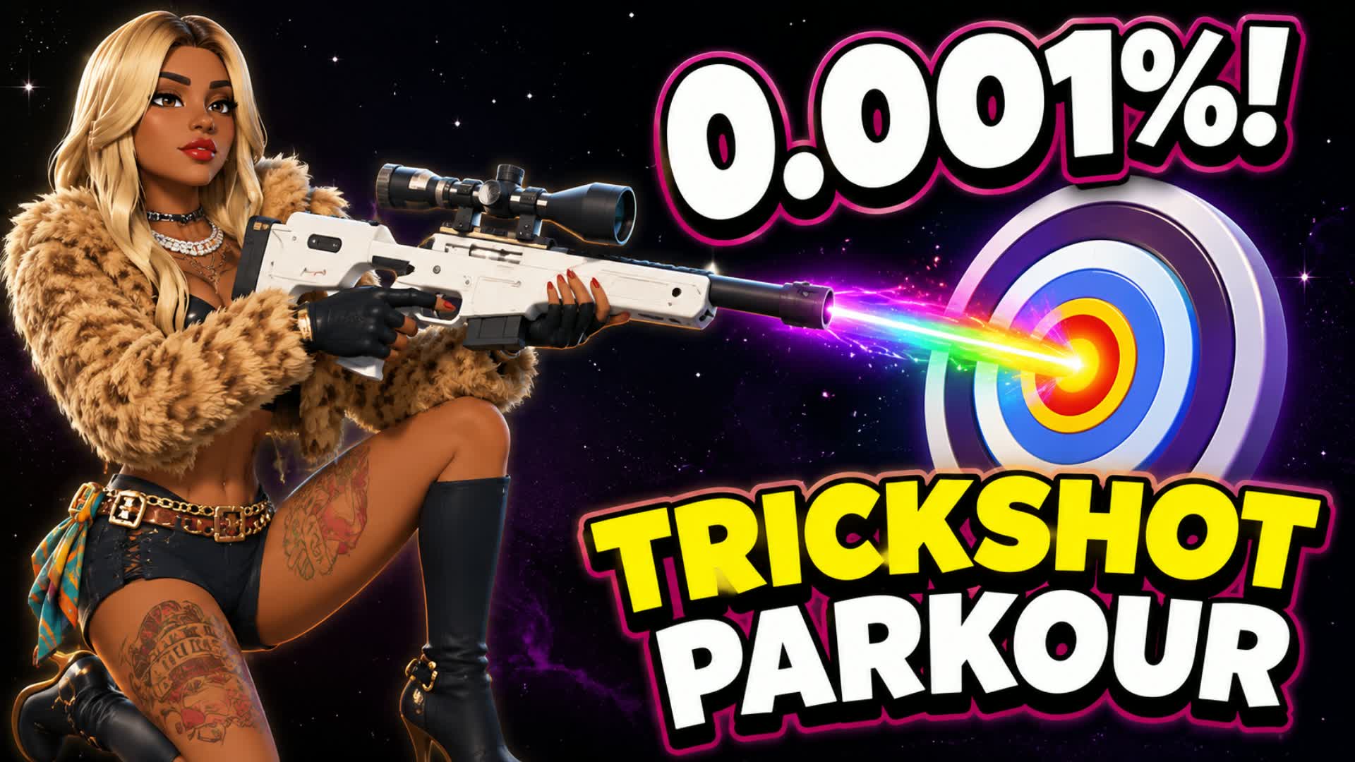 SUPER TRICKSHOT PARKOUR🎯(65+ LVL) — Fortnite Creative map