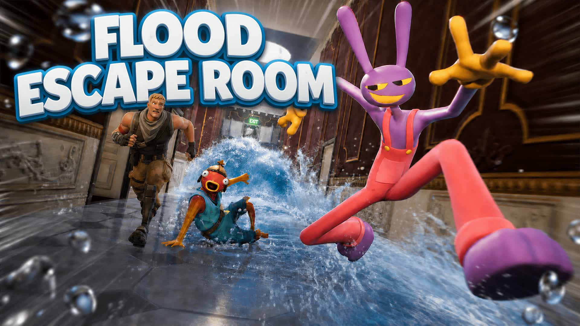 🌊 FLOOD ESCAPE ROOM 🧠 — Fortnite Creative map