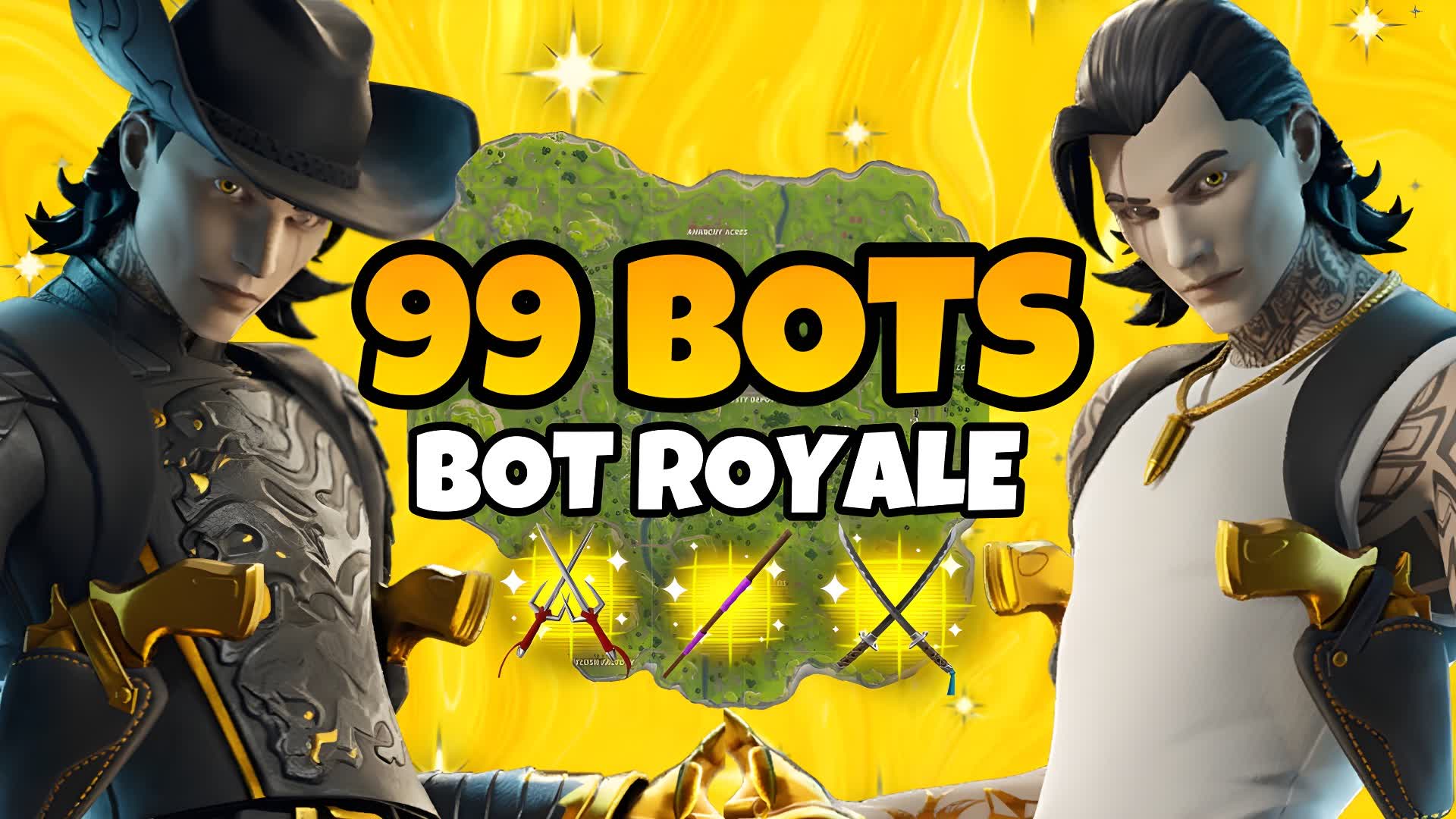 99 BOTS 🏆TMNT FREE FOR ALL - ALL GUNS — Fortnite Creative map
