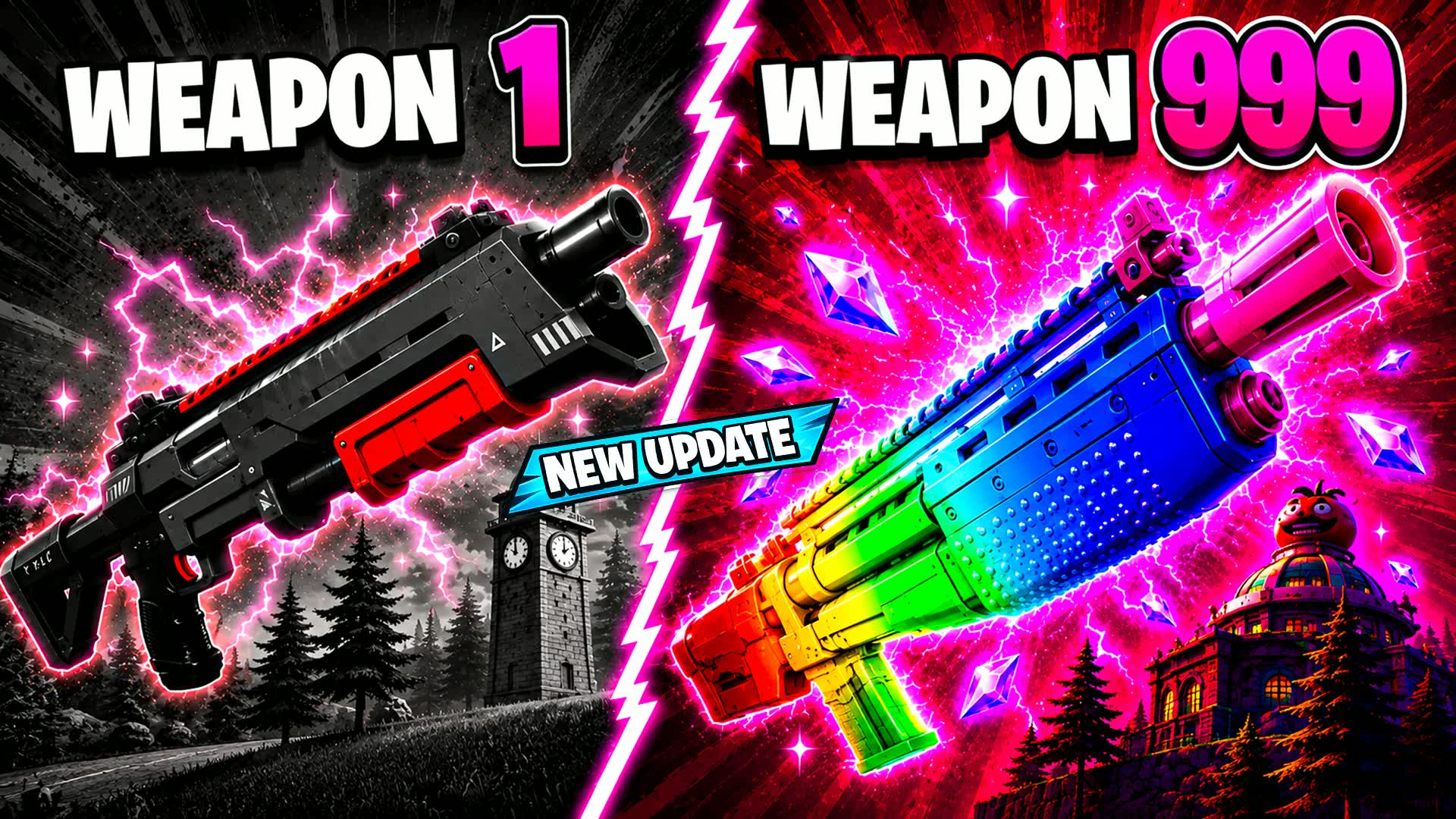 MEGA CHAOS 🔫 GUN GAME 🎯 ONE SHOT⭐️BOTS — Fortnite Creative map