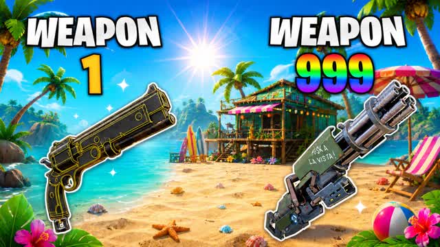 SUMMER GUN GAME 🏖️ ONE SHOT FFA 💀 BOT — Fortnite Creative map
