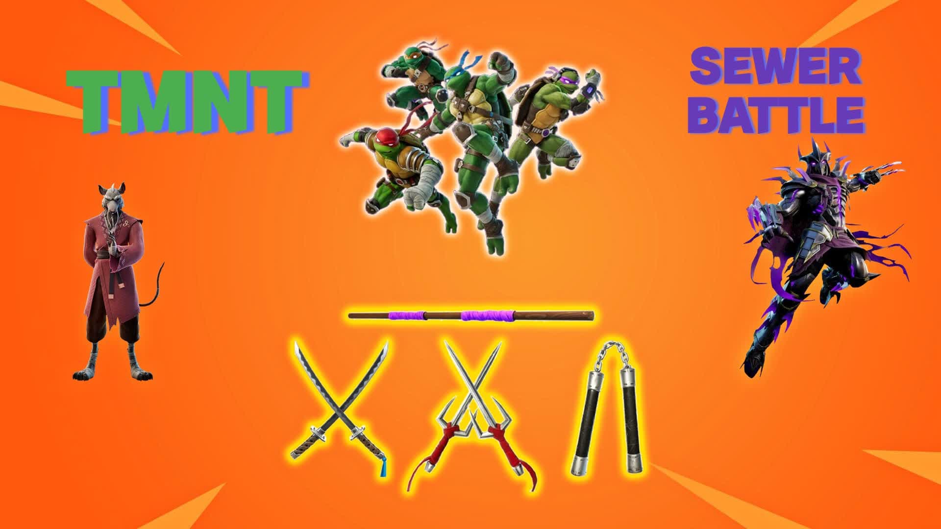 TMNT Sewer Battle FFA With Bosses — Fortnite Creative map
