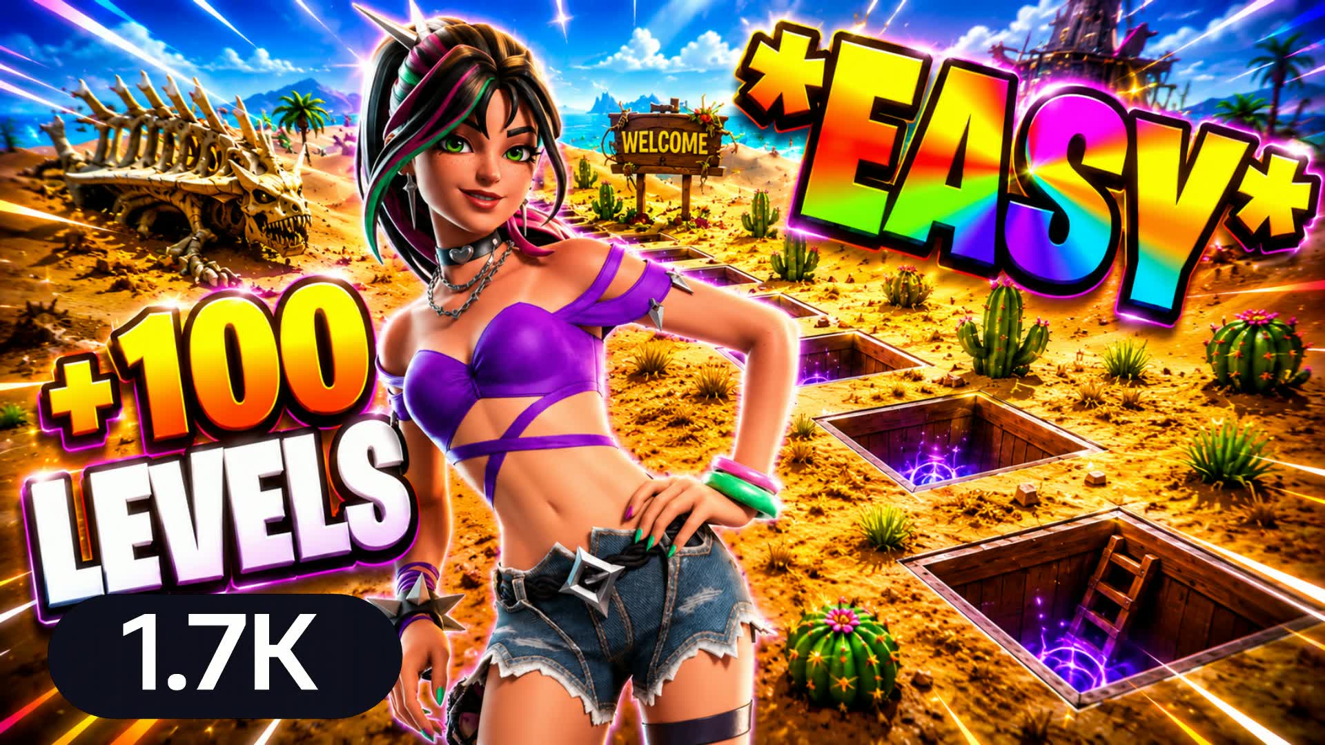 100 LEVEL DESERT DEATHRUN NEW — Fortnite Creative map