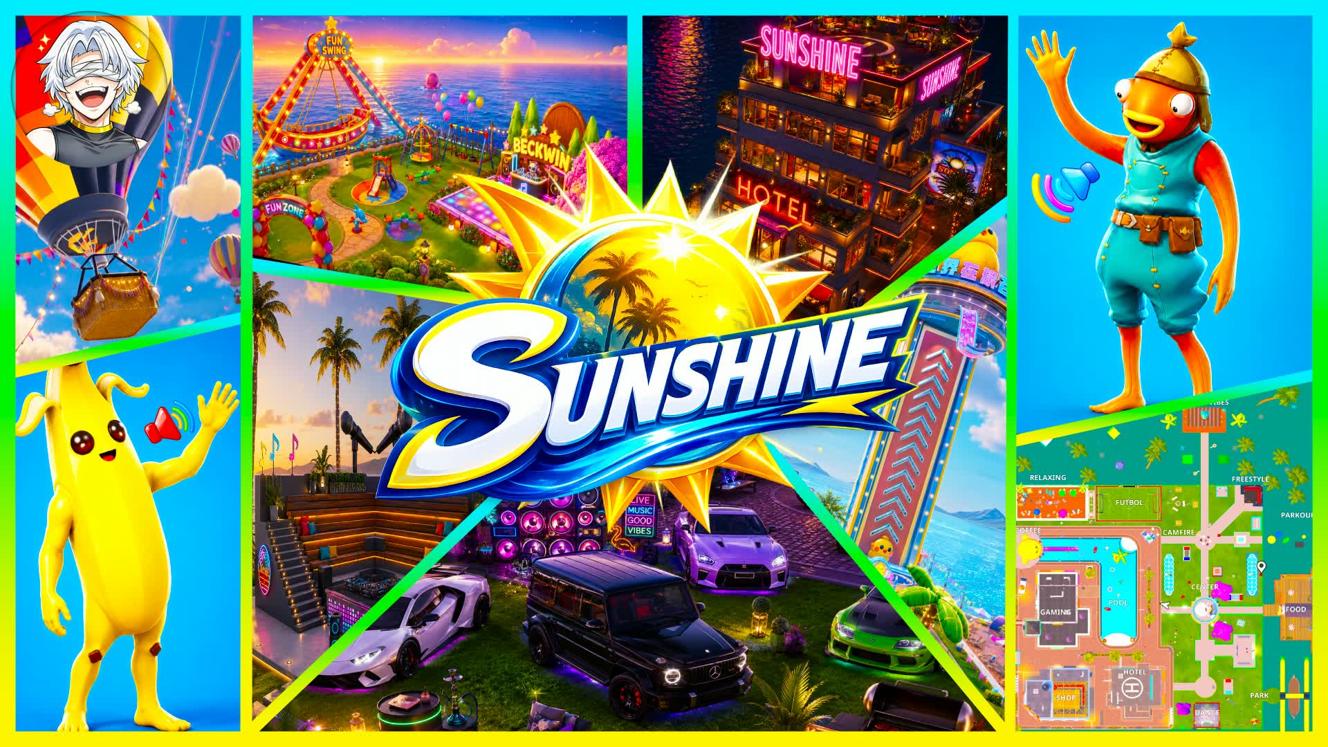 SUNSHINE ๐ PROXIMITY CHAT โ Fortnite Creative map