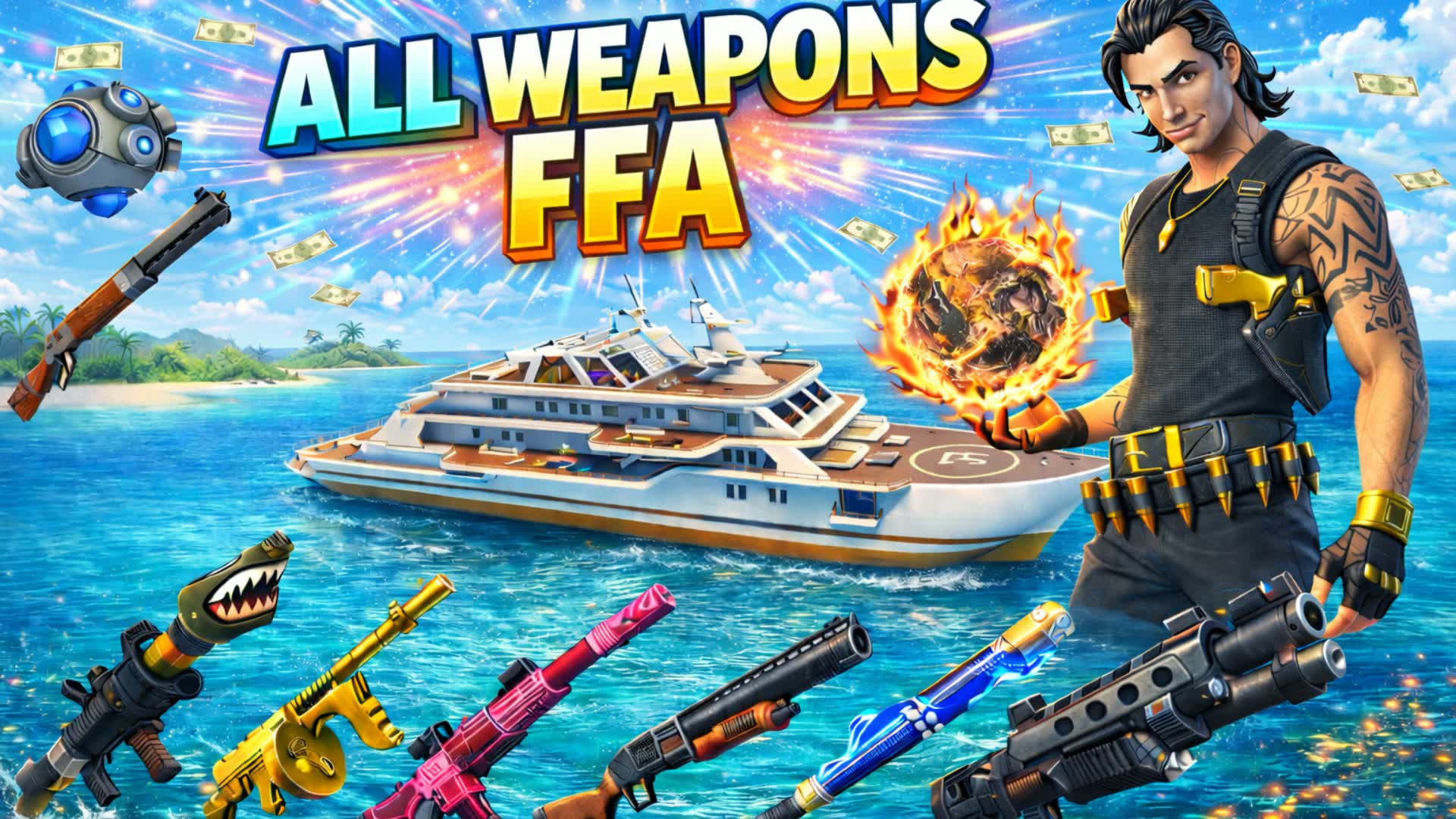 Mega free For All (Midas Yacht) — Fortnite Creative map