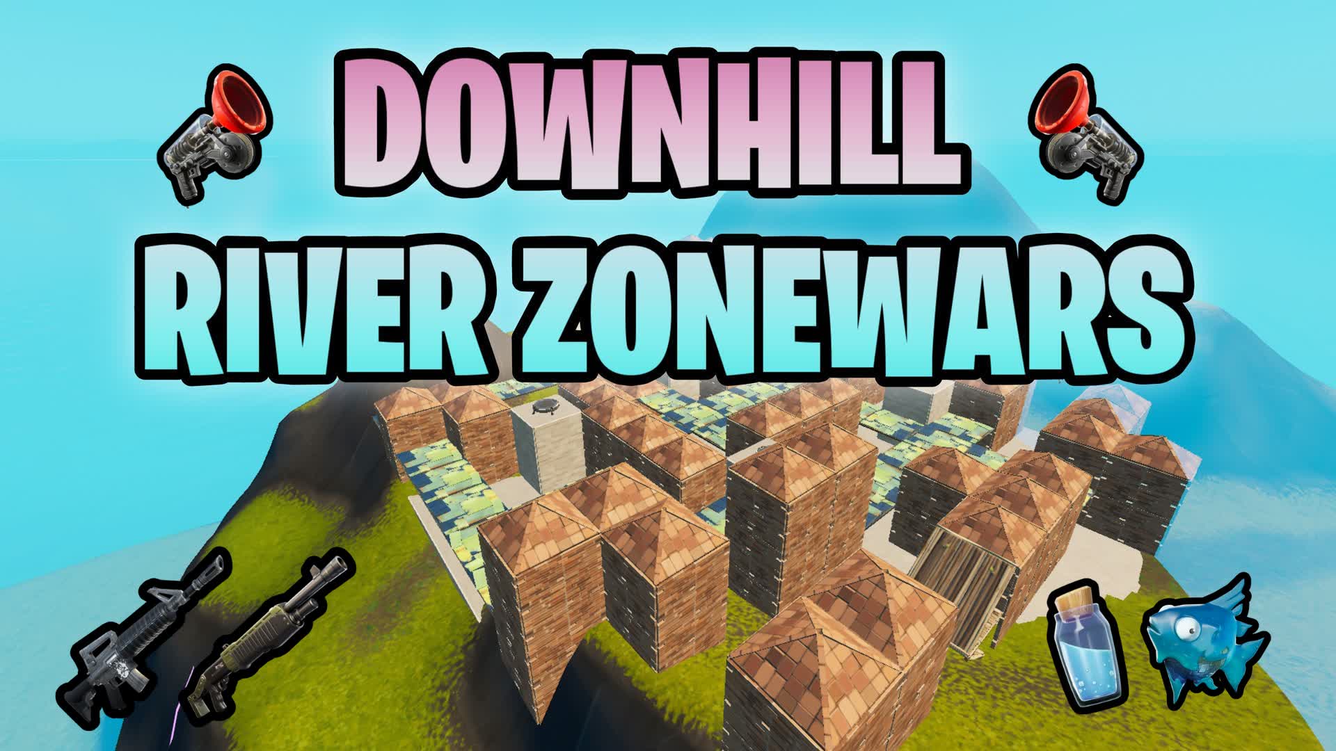 🌀DOWNHILL RIVER ZONE WARS🌀 — Fortnite Creative map