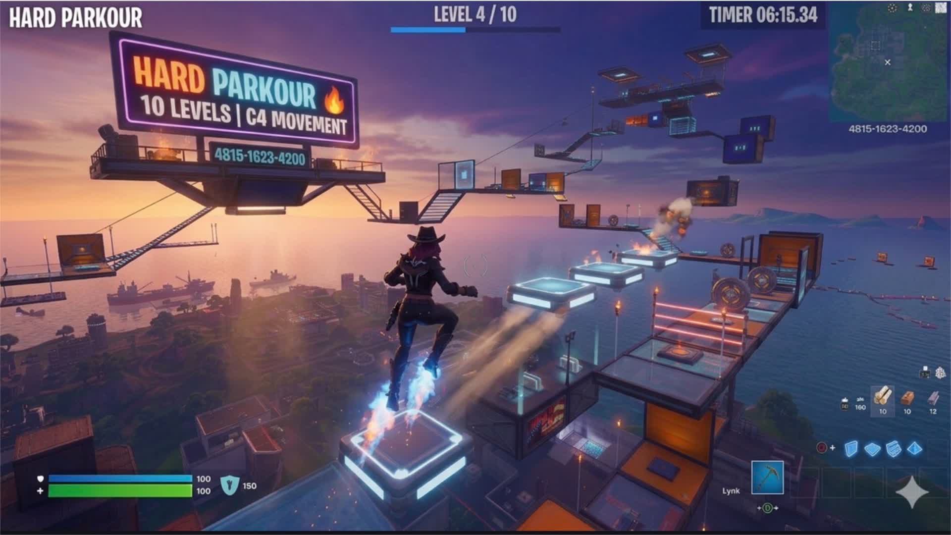 HARD PARKOUR π₯ 10 LEVELS | C4 MOVEMENT β Fortnite Creative map
