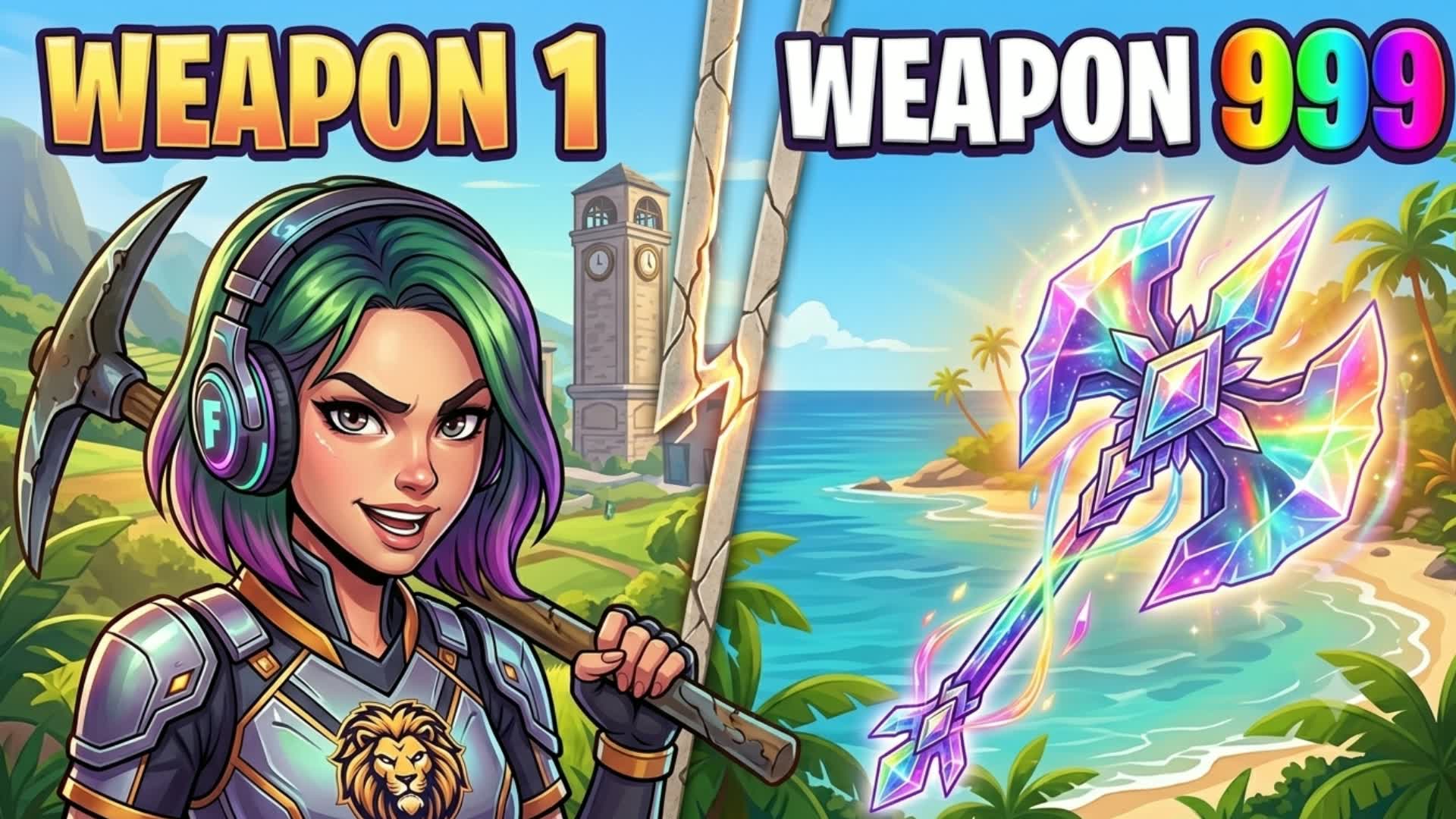 gun game mega one shot summer — Fortnite Creative map