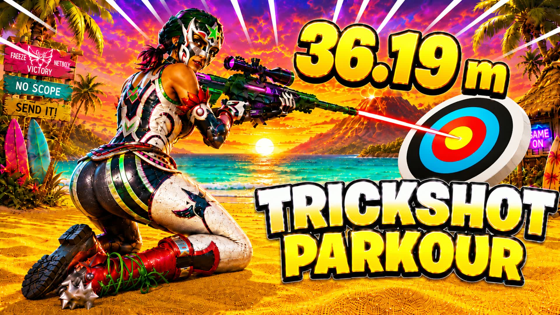 🌋🎯BIG VOLCANO TRICKSHOT PARKOUR🌡️🌠 — Fortnite Creative map