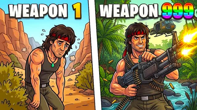♾️ RAMBO GUN GAME 🔫 ONE SHOT — Fortnite Creative map