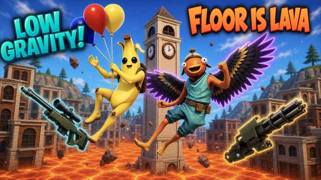 THE FLOOR IS LAVA LOW GRAVITY PARTY GAME — Fortnite Creative map