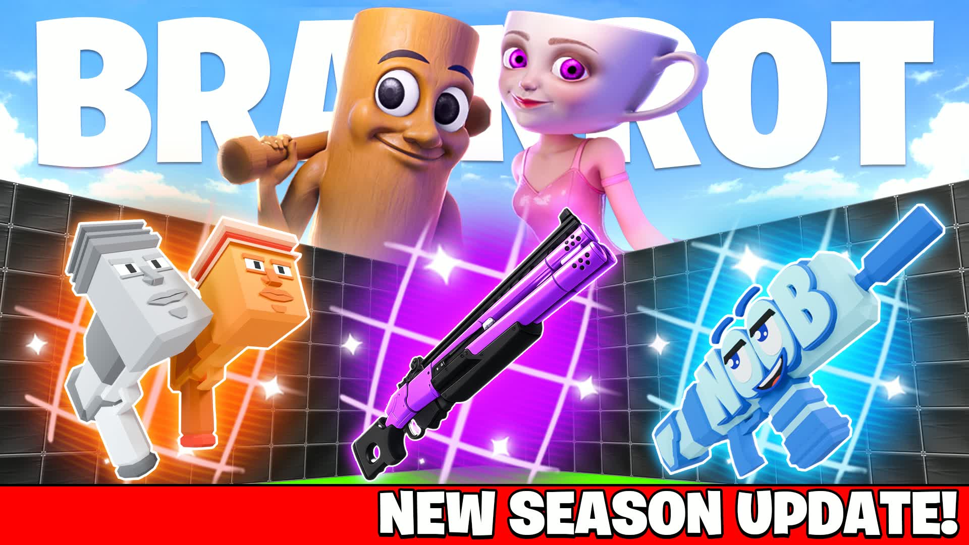 Brainrot 1v1 FFA - All Weapons & Rides β Fortnite Creative map
