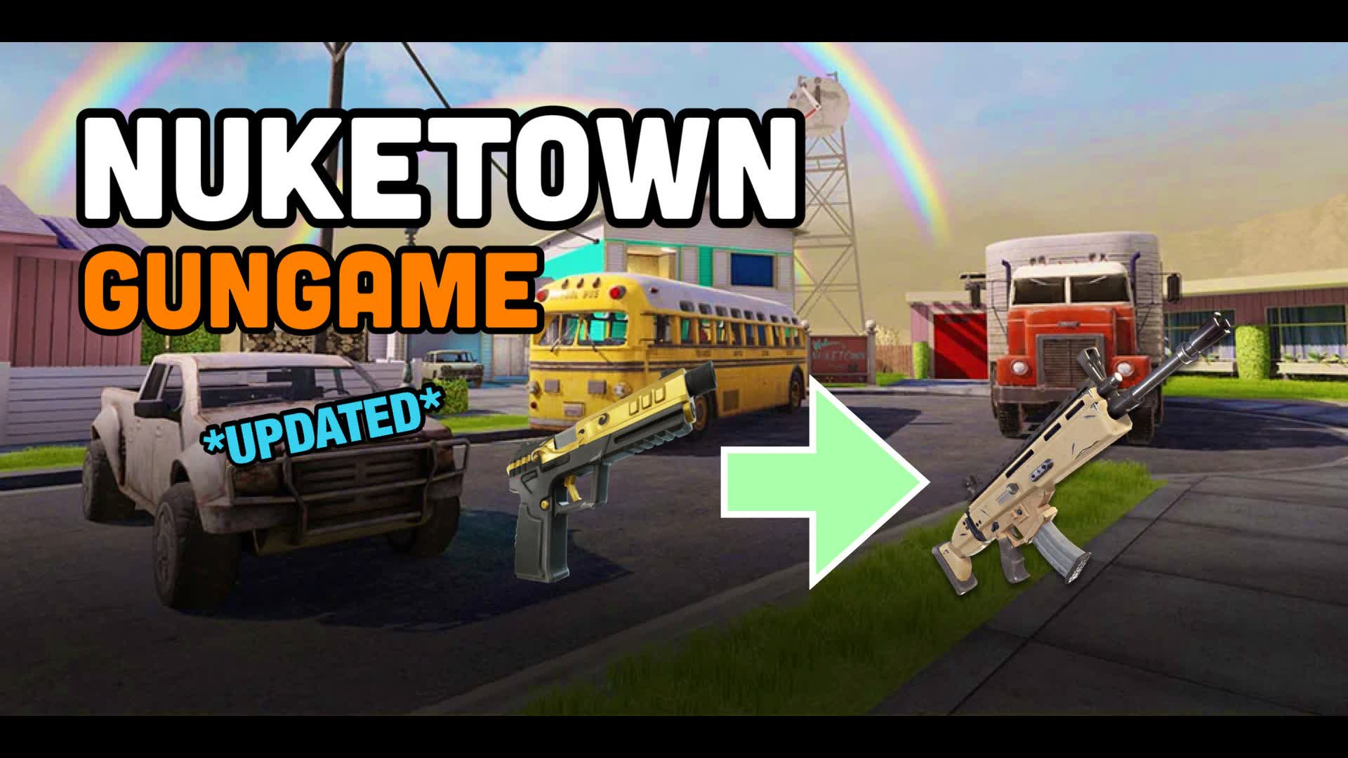 Nuketown Gun Game - FFA — Fortnite Creative map
