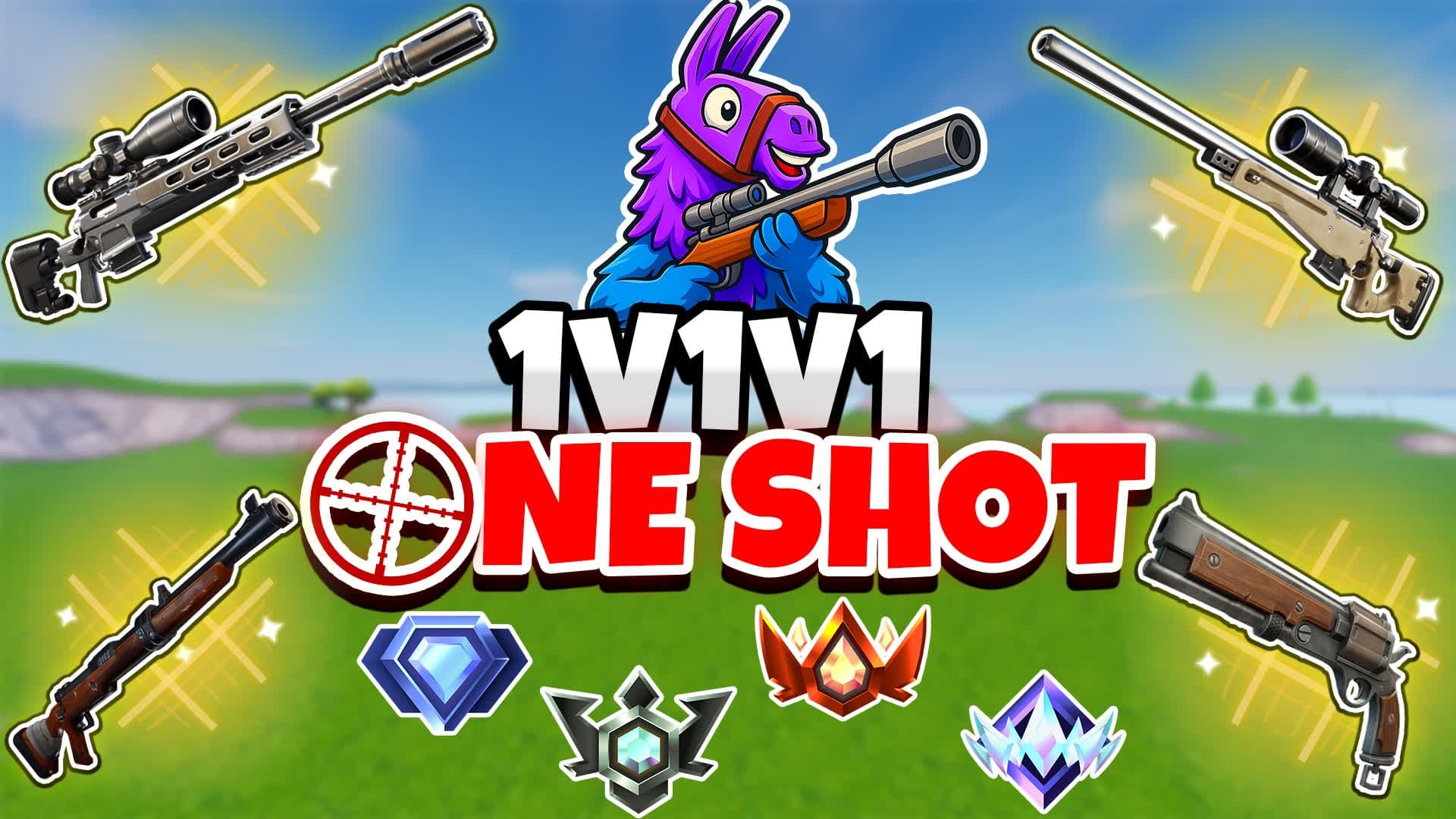 1V1V1 ONE SHOT Realistics Free for All — Fortnite Creative map