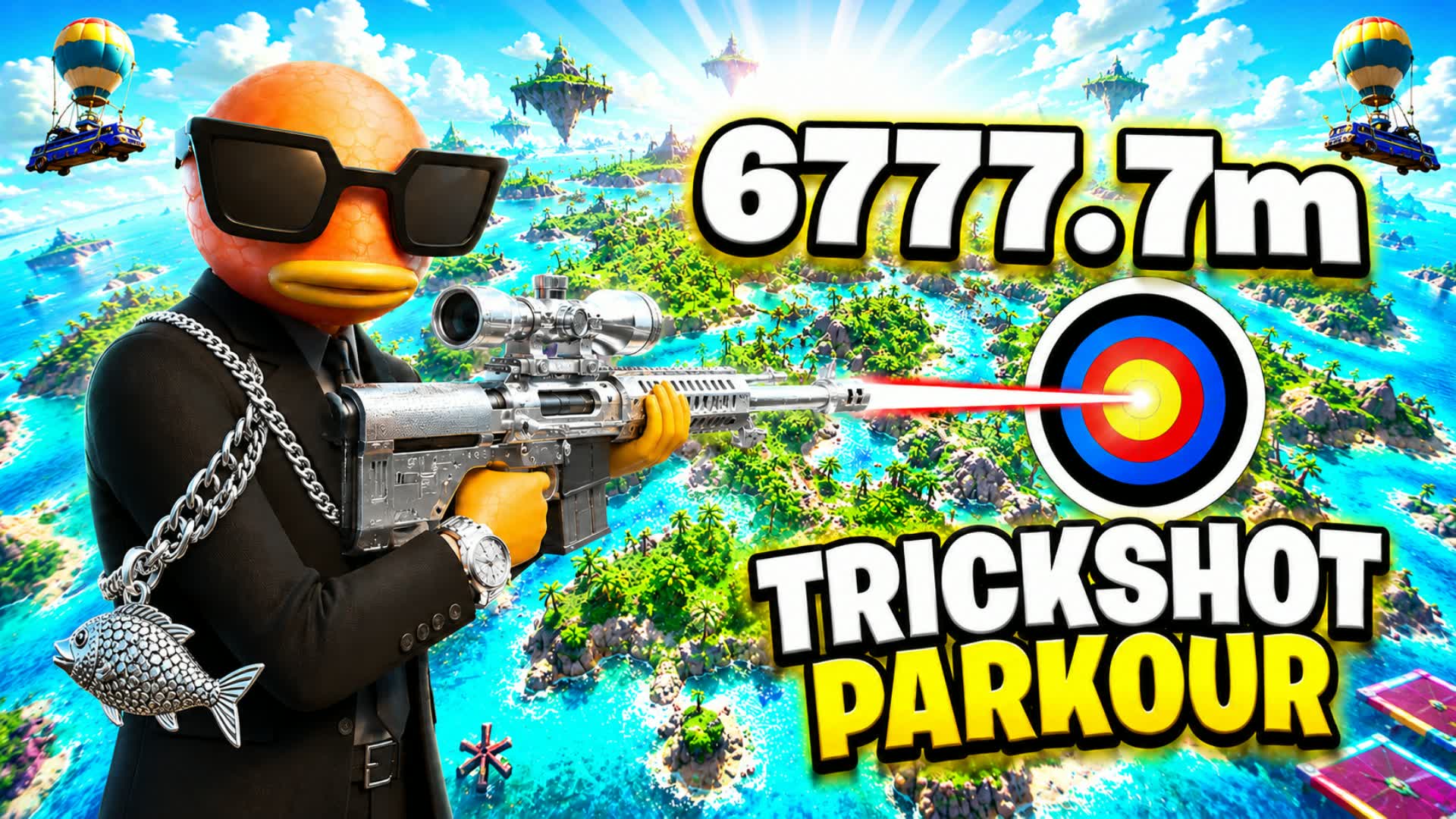 π AGENT FISH TRICK SHOT PARKOUR 100+ π« β Fortnite Creative map