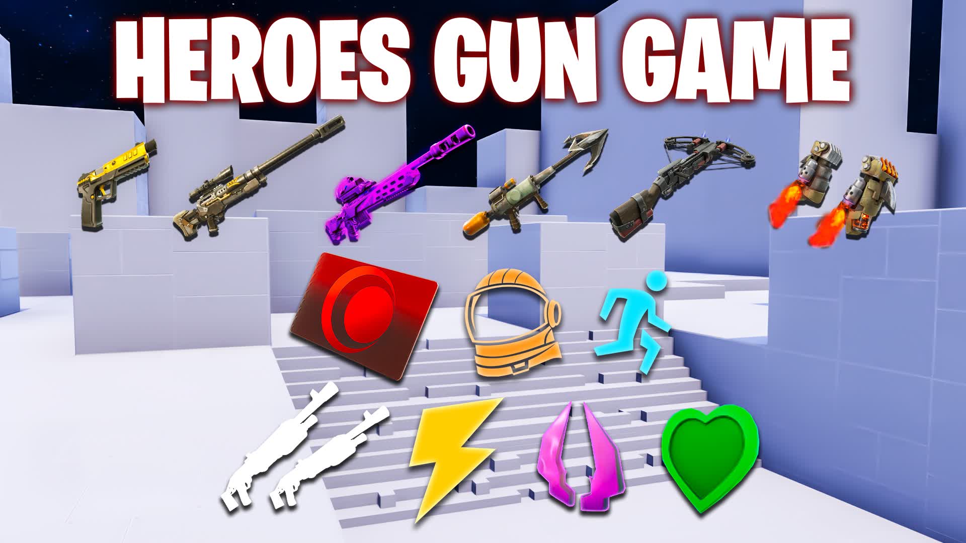 HEROES GUN GAME ๐ฆธ โ Fortnite Creative map