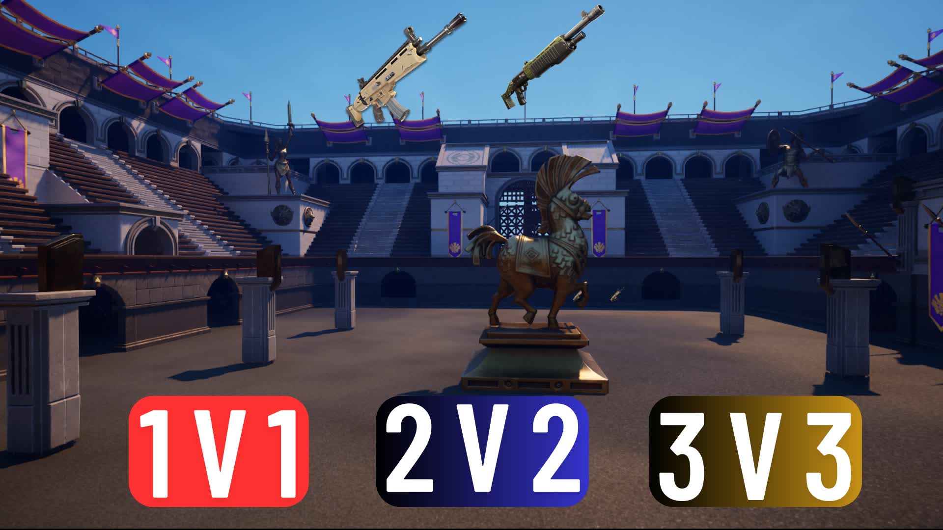 Arena Battle (1v1 to 3v3) — Fortnite Creative map