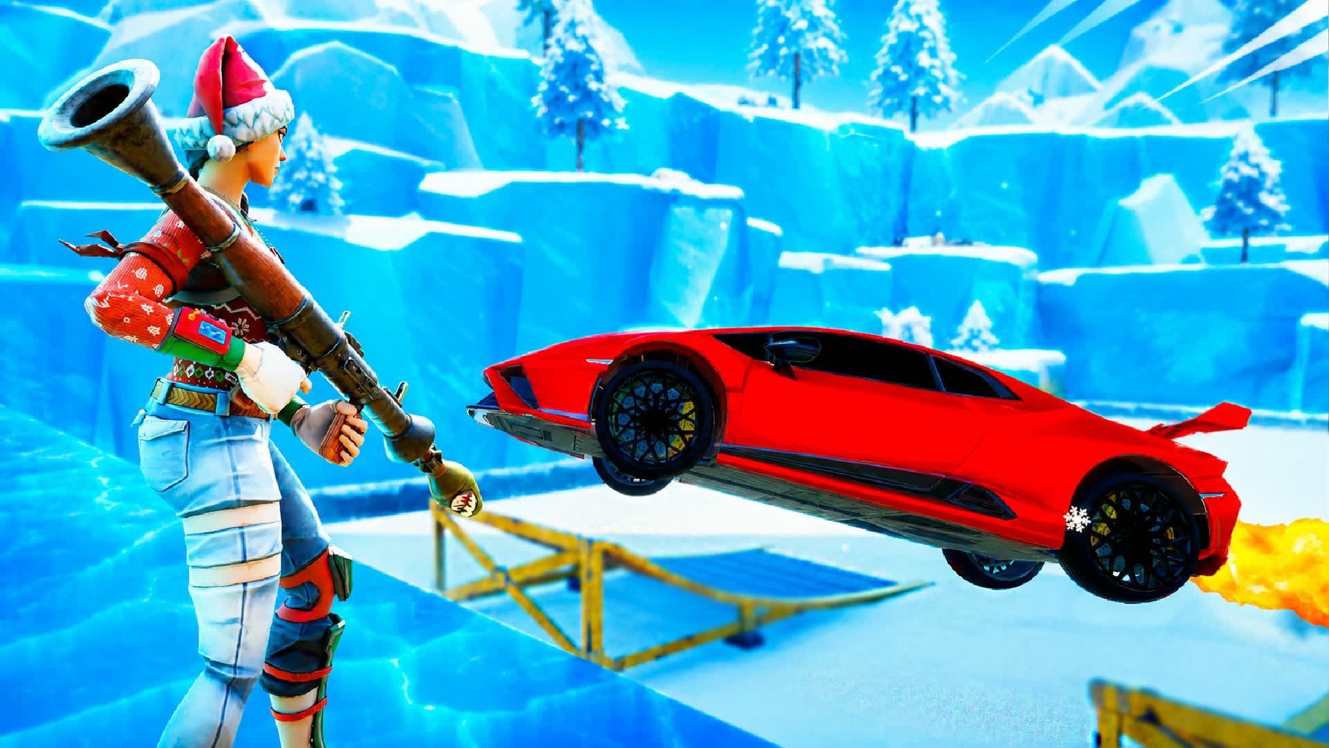 Winter Rockets VS Cars — Fortnite Creative map