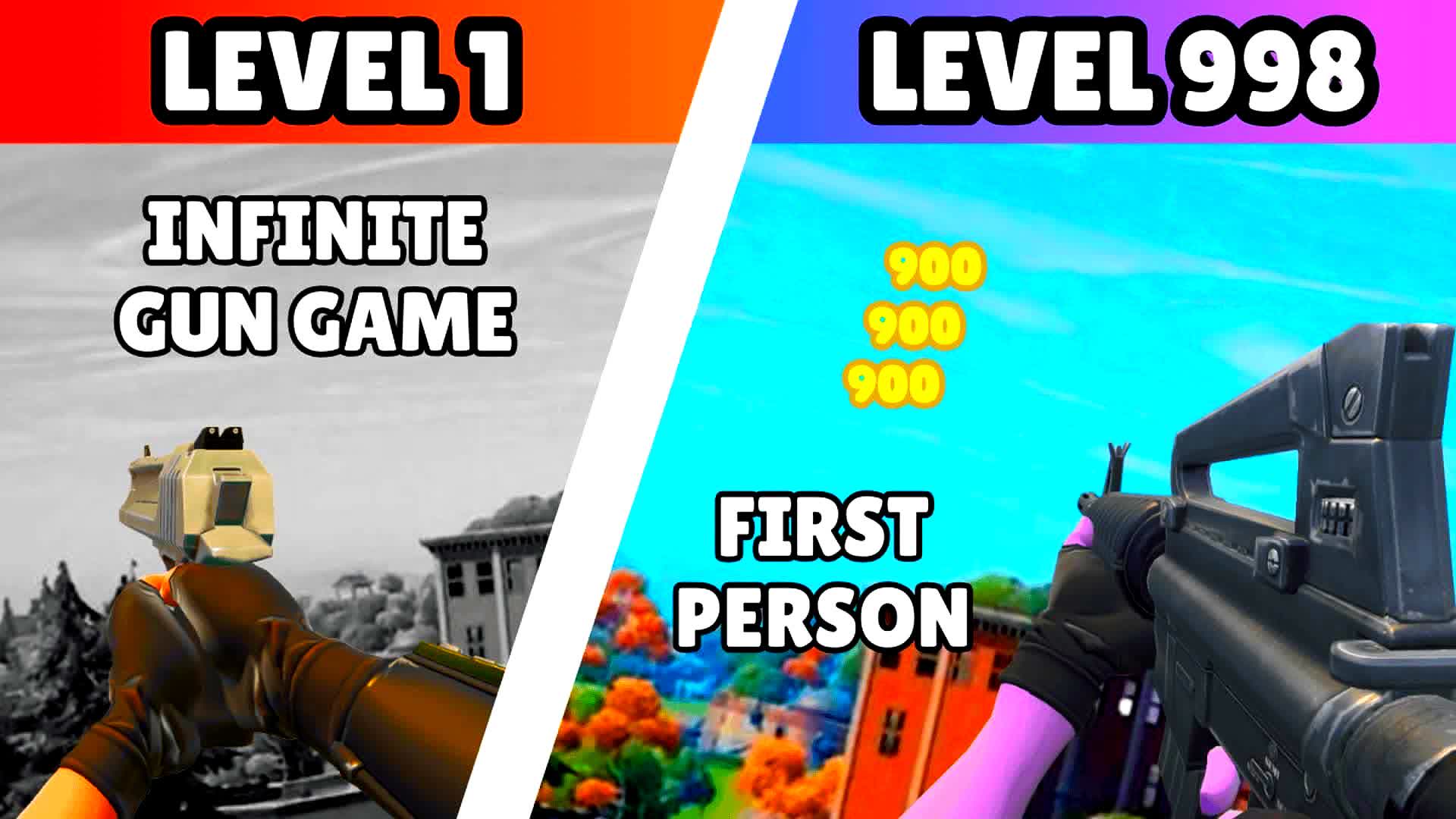 First Person Gun Game ONE Shot with CARS — Fortnite Creative map