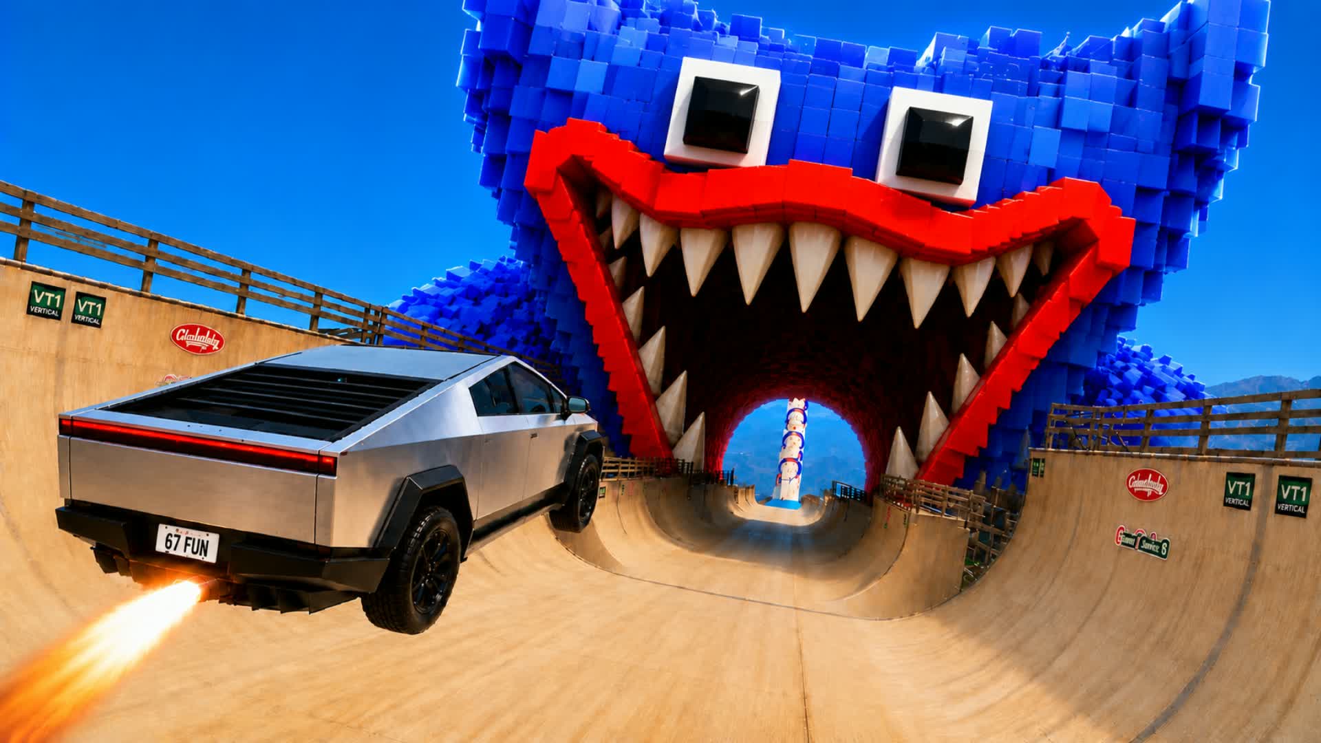 WUGGY CAR DRIVE CITY RAMP JUMP HORROR — Fortnite Creative map