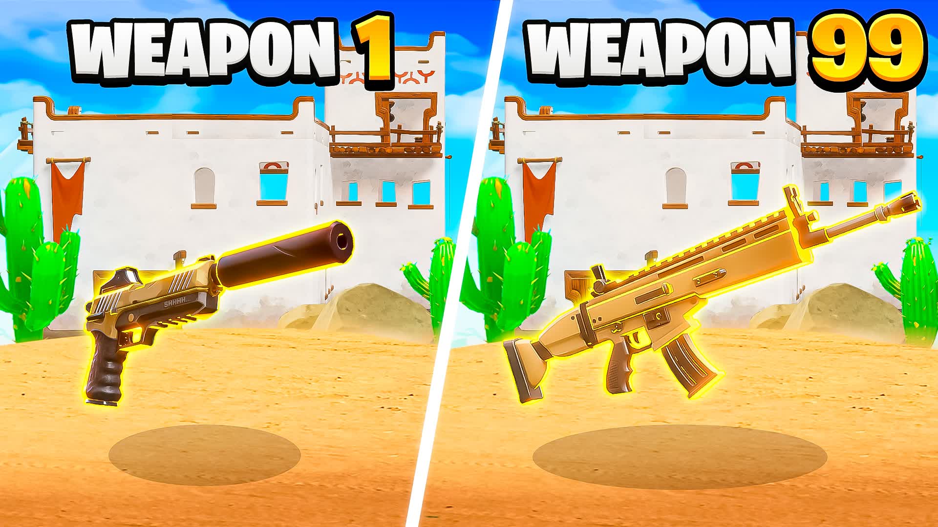 DESERT CITY RANDOM GOLD GUN GAME π΅ β Fortnite Creative map