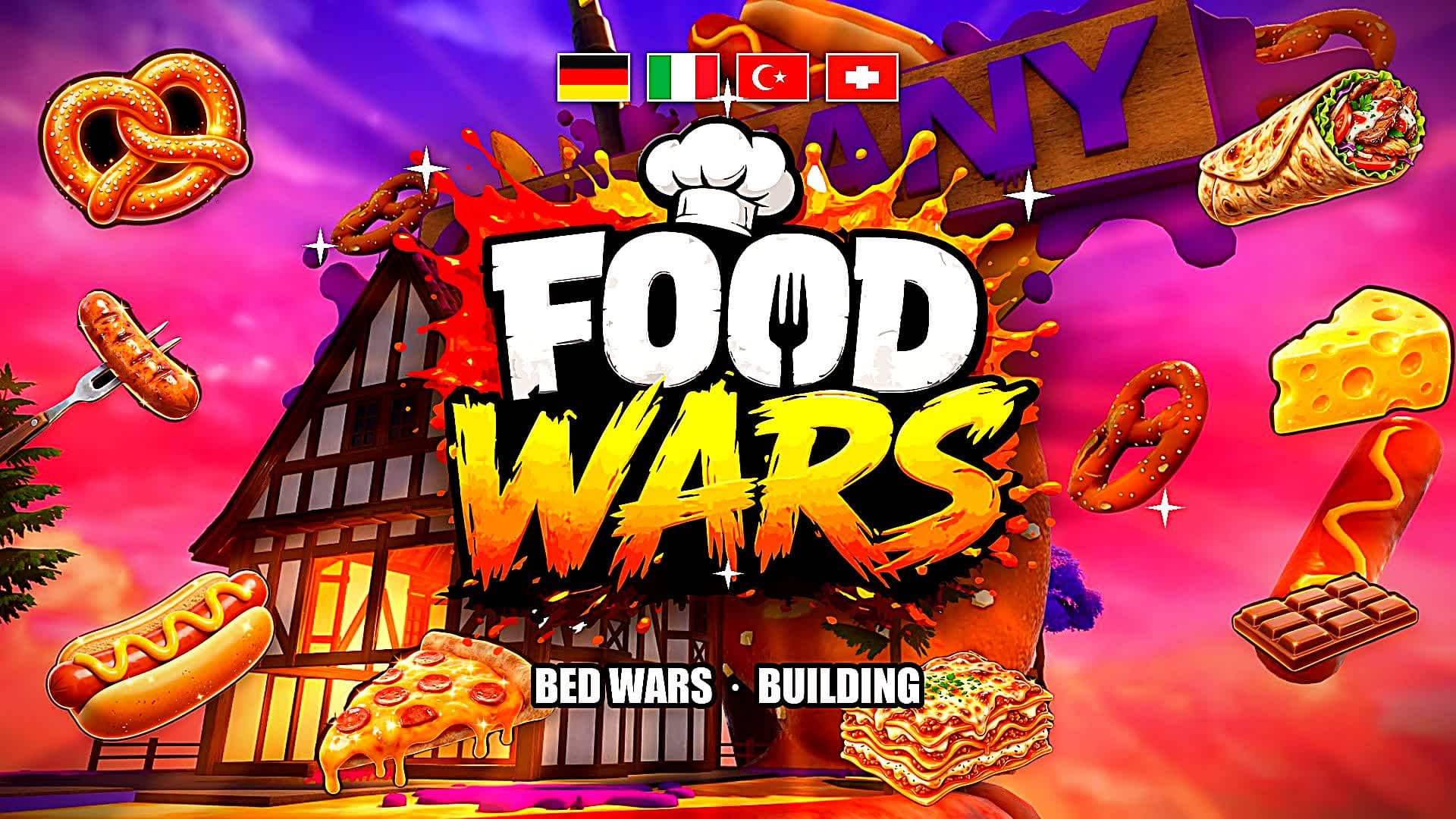 Bed Wars PvP - Build & Base - Food Wars โ Fortnite Creative map