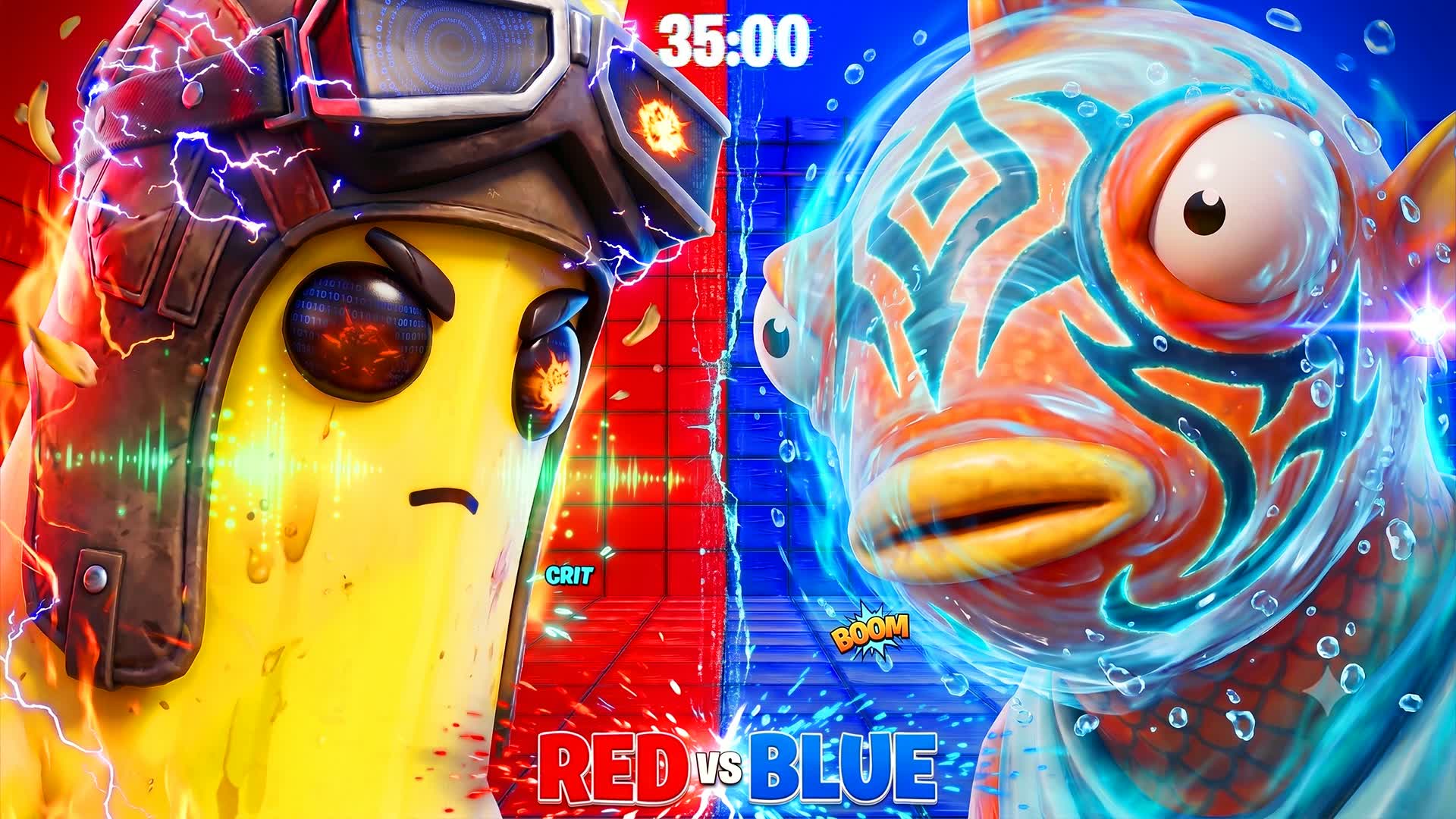 🍌PEELY VS FISHSTICK: RED vs BLUE🐟 — Fortnite Creative map