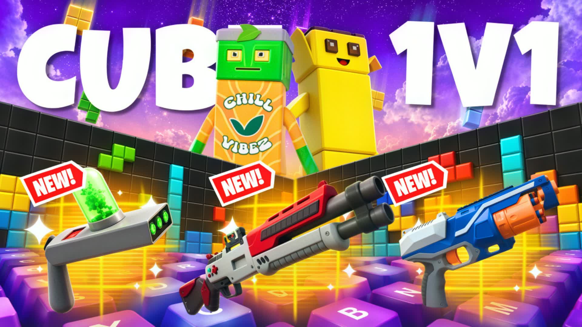 1V1 FFA ALL GUNS & CARS CUBE ARENA🧊⚔️ — Fortnite Creative map