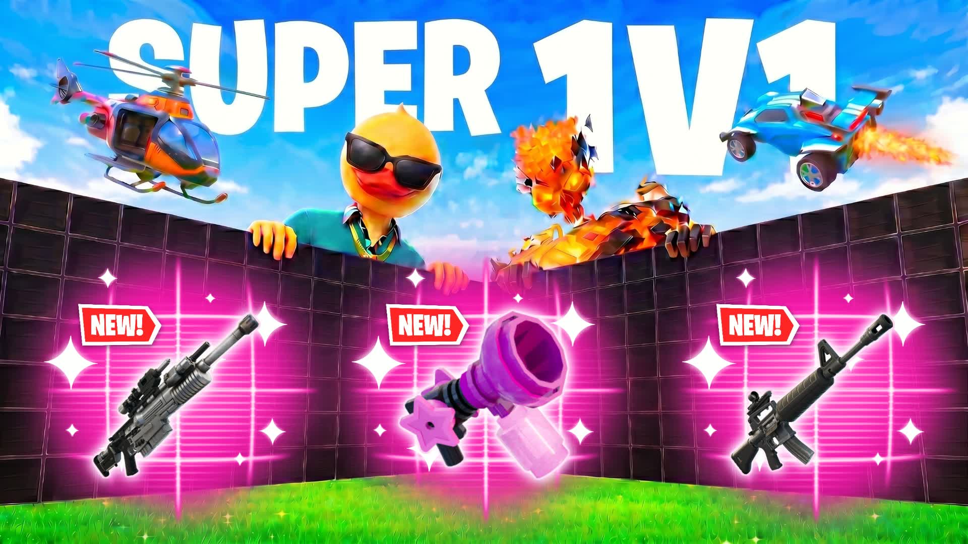 SUPER 1V1 ALL GUNS & VEHICLES β Fortnite Creative map