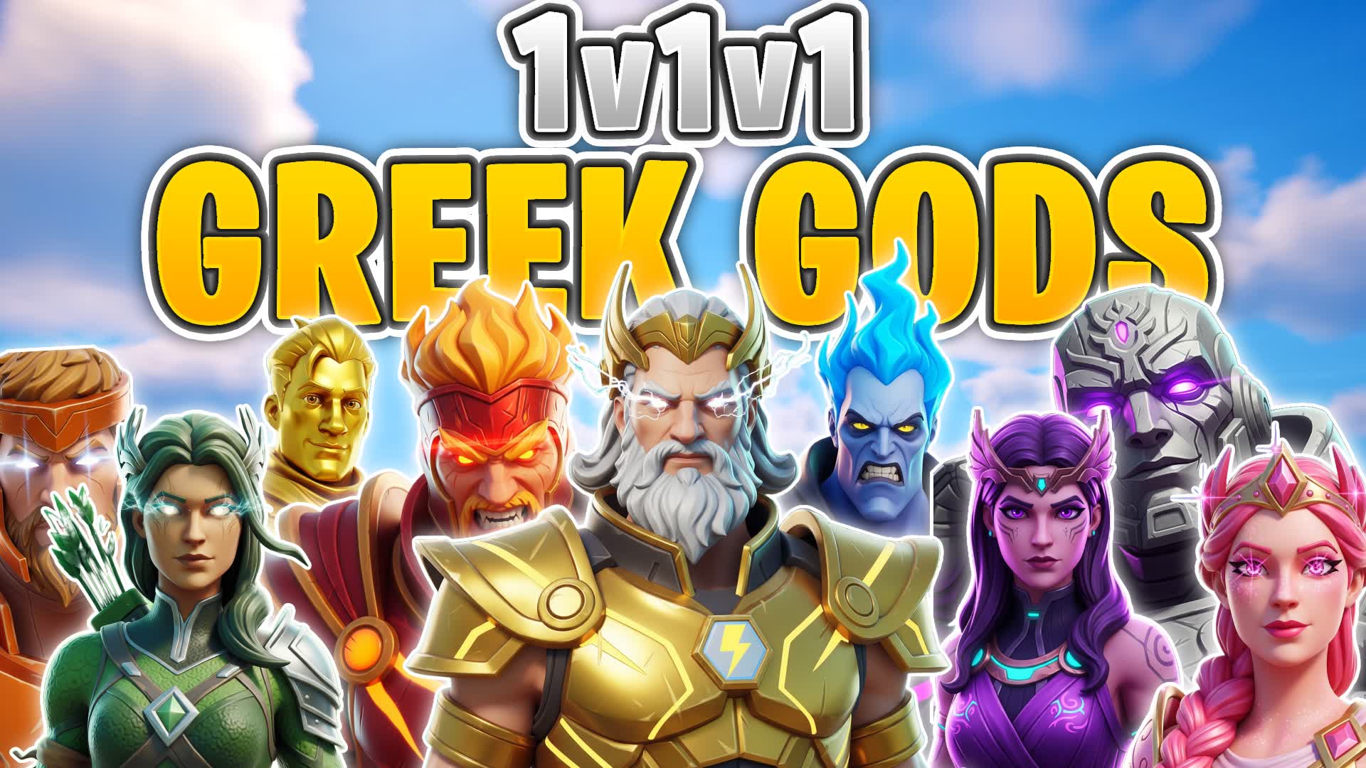 1v1v1 GREEK GODS POWERUPS FREE FOR ALL — Fortnite Creative map