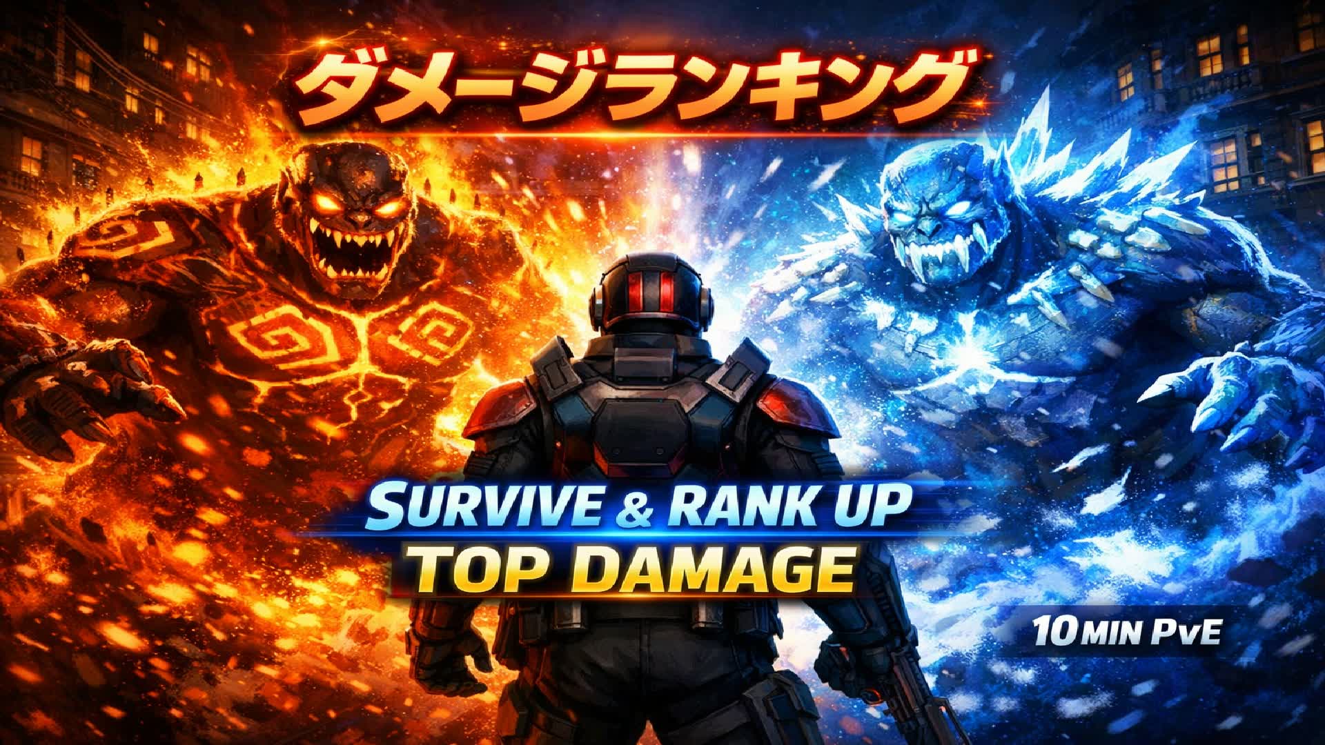 TOP DAMAGE Ranking | 10 Min PvE Battle — Fortnite Creative map