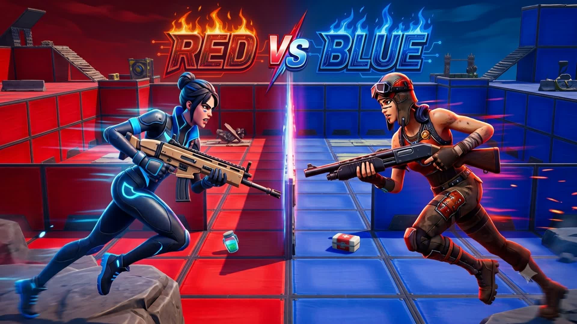 RED vs BLUE 10v10 INFINITE — Fortnite Creative map