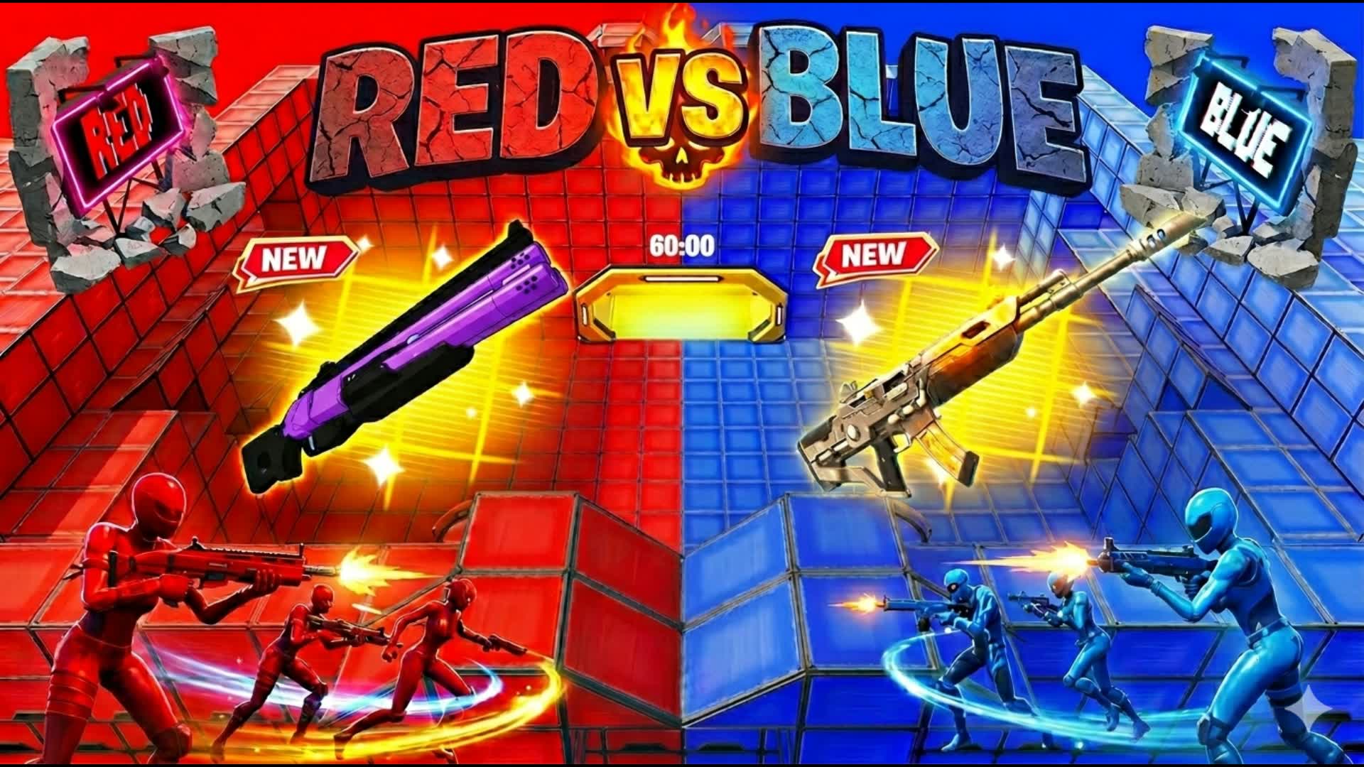 CLEAN RED VS BLUE π΄π΅ *NEW WEAPONS* β Fortnite Creative map