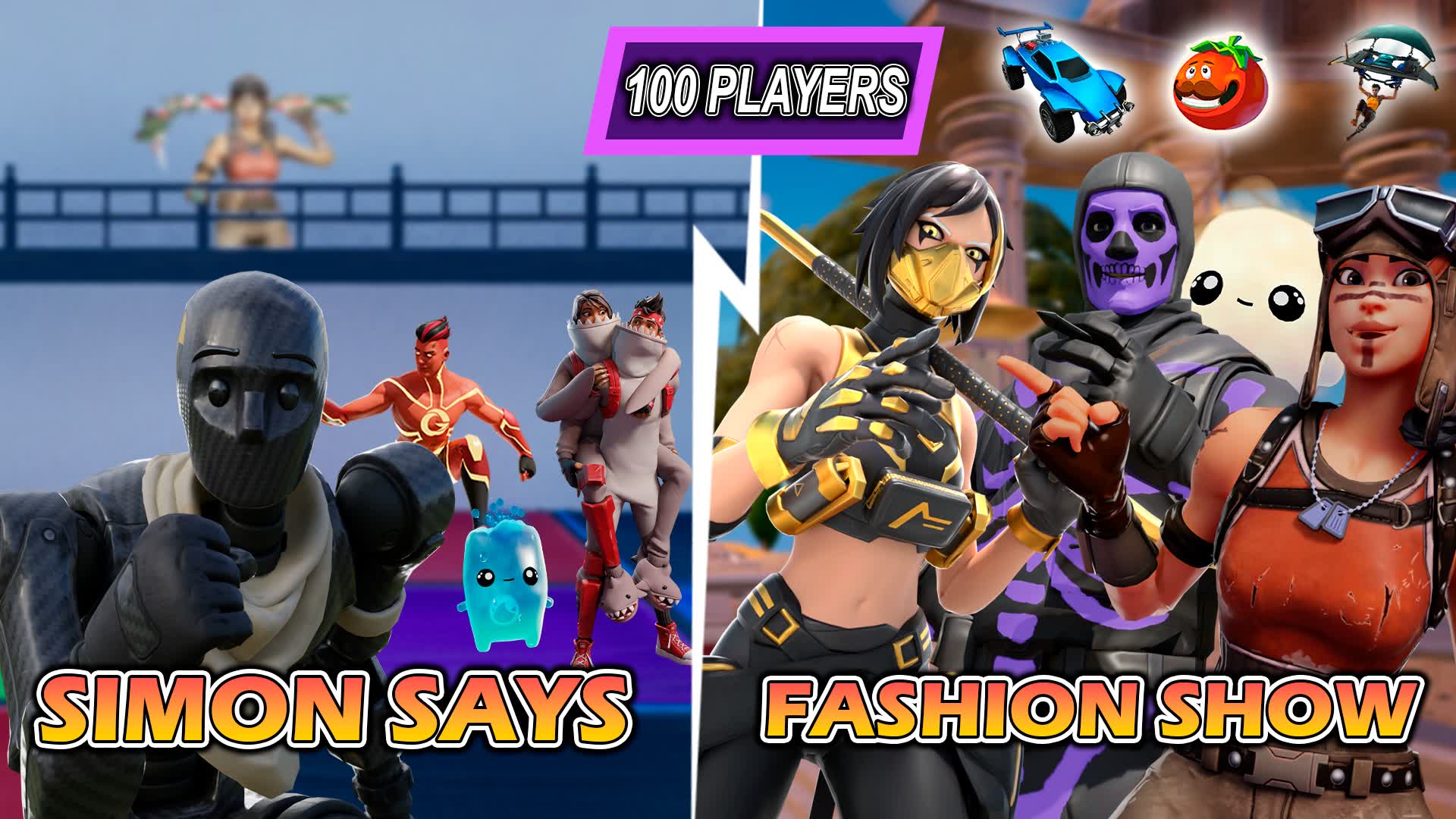 100 PLAYERS FASHION SHOW & SIMON SAYS — Fortnite Creative map