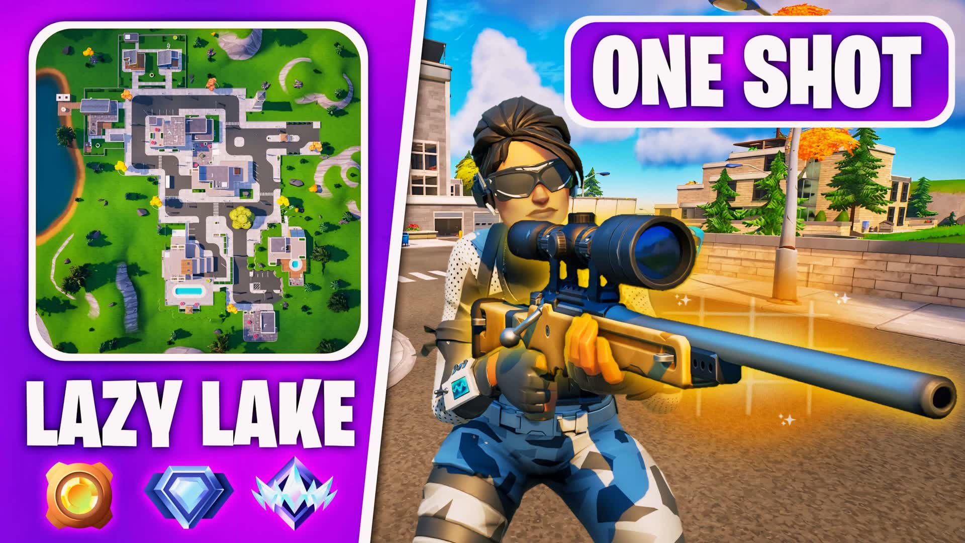 🎯SNIPER ONE SHOT💥 LAZY LAKE — Fortnite Creative map