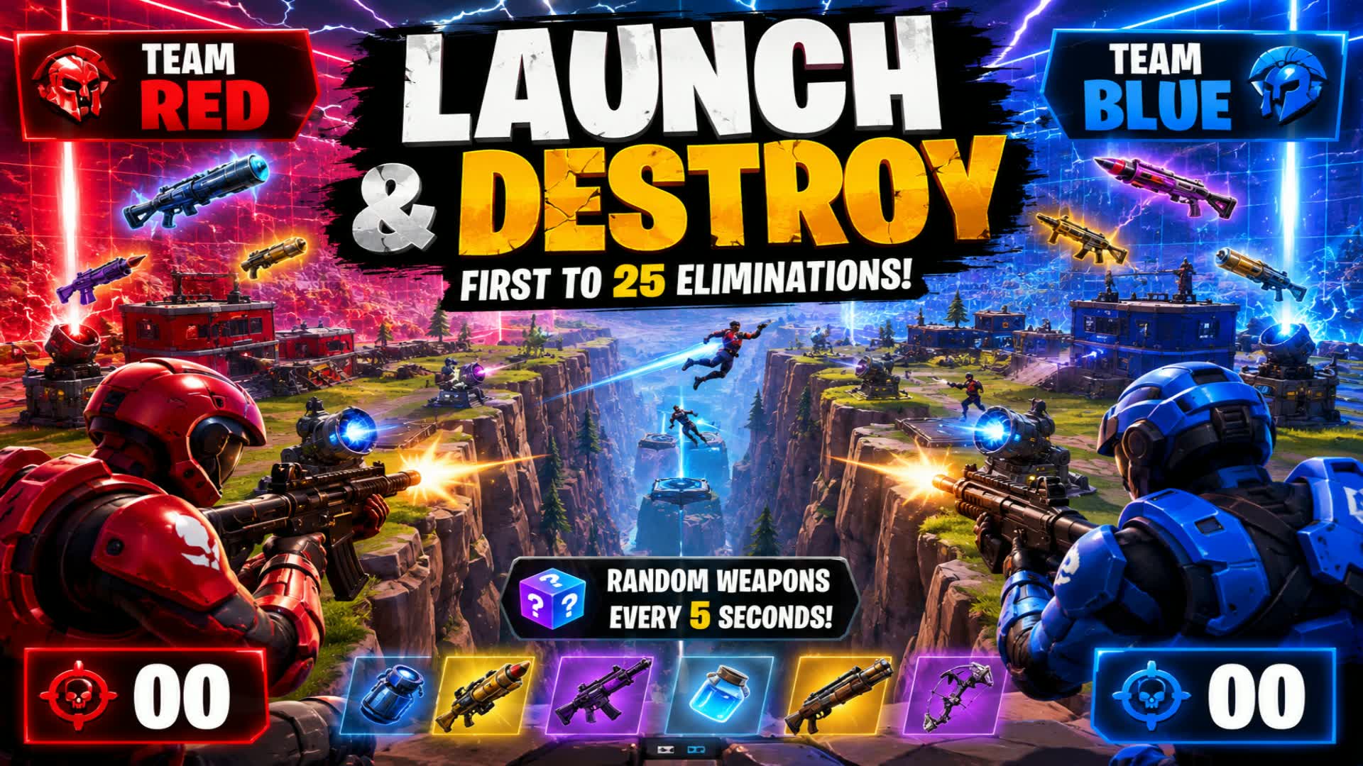 Launch Yourself Cliff Battle 1v1 25 ELIM — Fortnite Creative map