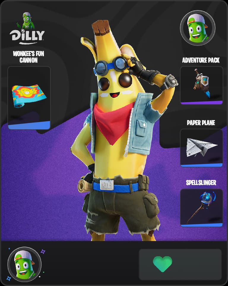 Adventure Peely Fortnite skin combo