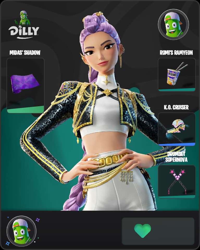 Golden Rumi Fortnite skin combo