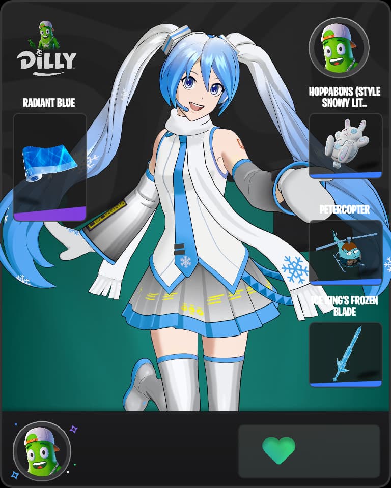 Snow Miku Fortnite skin combo